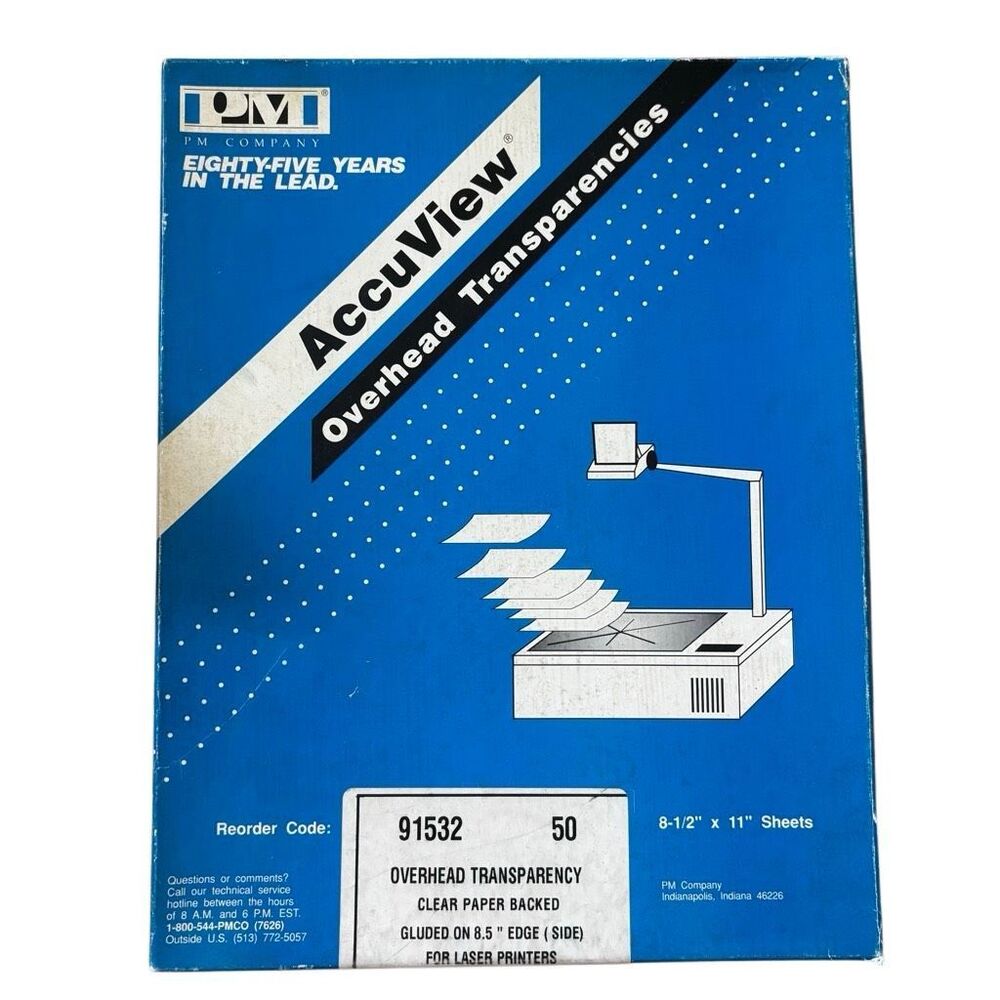 VTG PM AccuView Laser Transparency Film 91532 Clear Paper Backed 8.5x11 - 28ct